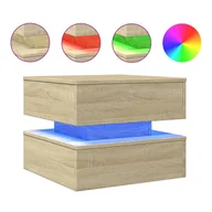 Ławy i stoliki kawowe - vidaXL Stolik kawowy z oświetleniem LED dąb sonoma 50x50x40 cm - miniaturka - grafika 1