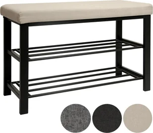 Stojak na buty z metalową ławką 81x32x46 cm Ławka na buty beżowa - Szafki na buty - miniaturka - grafika 1