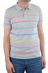 WRANGLER STRIPE POLO LIGHT GREY MEL KOSZULKA POLO POLÓWKA MĘSKA - Koszulki męskie - miniaturka - grafika 1