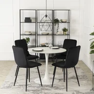 Stoły - Stół Okrągły SANDER 90 cm Ceramiczny Biały do Salonu Nowoczesny Glamour - miniaturka - grafika 1