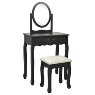 Toaletki - vidaXL Toaletka ze stołkiem, czarna, 65x36x128 cm, drewno paulowni MDF - miniaturka - grafika 1