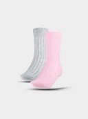 Skarpetki damskie - Damskie skarpetki casual (2-pack) 4F 4FWSS25USOCF375 - multikolor - miniaturka - grafika 1