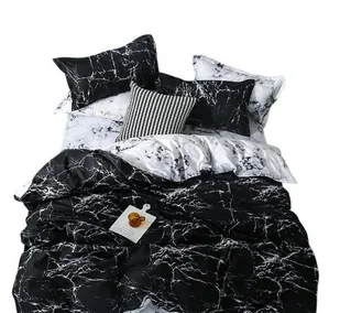 Pościel -Czarno/biała mozaika/marmur -200x220 - 3 cz. - Pościel - miniaturka - grafika 1