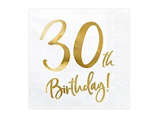 PartyDeco Serwetki 30th Birthday, biały, 33x33cm SP33-77-30-008 - Dekoracje i nakrycia stołu na imprezę - miniaturka - grafika 3