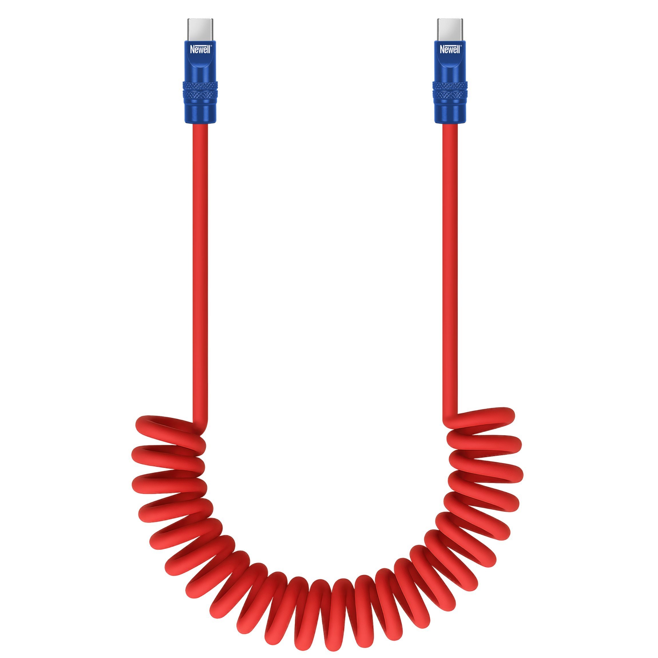 Newell NL4993 Kabel USB-C 100 W, 1,5 m silikonowy spiralny czerwono-granatowy