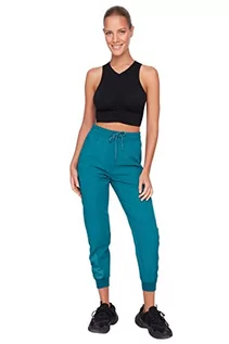 Spodnie damskie - Trendyol Damskie spodnie dresowe z wysokim stanem Skinny fit Jogger, ciemnozielony, XS - grafika 1