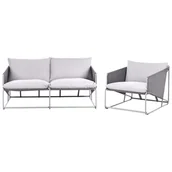 Meble ogrodowe - Beliani zestaw ogrodowy dla 3 osób PONTE Metal Szary - miniaturka - grafika 1