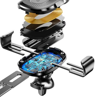 Baseus Wireless Charger Gravity uchwyt samochodowy na kratkę wentylacyjną + bezprzewodowa ładowarka Qi srebrny (WXYL-0S) - Ładowarki do telefonów - miniaturka - grafika 11