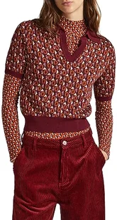 Pepe Jeans Damska koszulka polo Elle, Czerwony (bordowy), L - Koszulki i topy damskie - miniaturka - grafika 1