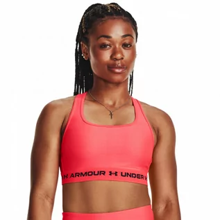 Bielizna sportowa damska - Biustonosz treningowy  Under Armour UA Crossback Mid Bra - łososiowy - UNDER ARMOUR - grafika 1