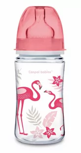 Canpol babies Canpol Antykolkowa butelka szeroka EasyStart JUNGLE 240 ml pink - Butelki dla niemowląt - miniaturka - grafika 1