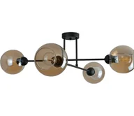 Lampy sufitowe - Żyrandol na drążku VASCO 4xE27/60W/230V czarny/dymny beżowy - miniaturka - grafika 1