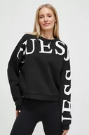 Bluzy damskie - Guess bluza bawełniana damska kolor czarny z nadrukiem - miniaturka - grafika 1