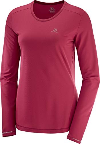 Salomon AGILE LS TEE W damska koszulka z długim rękawem z AdvancedSkin ActiveDry i mechanicznym stretchem do biegania Czerwony Czerwony (Rio Red) M