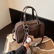 Torebki damskie - TEMU Damska Europejskie Retro Torebka - Regulowany Pasek na Ramię/Pas, Złote Elementy Metalowe & Matowy Brąz/Ciemny Brąz/Czarny, Miły i Gładki Suwak, - miniaturka - grafika 1