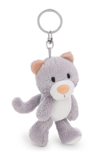 NICI 62941 brelok kotek Felli, wierny pluszowy towarzysz do plecaka lub torby, zawieszka na klucze dla małych i dużych, 10 cm, szary