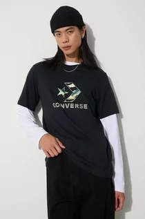 Koszulki męskie - Converse t-shirt bawełniany męski kolor zielony z nadrukiem - grafika 1