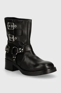 Steve Madden botki skórzane Becase damskie kolor czarny na płaskim obcasie SM11003095 - Botki damskie - miniaturka - grafika 1
