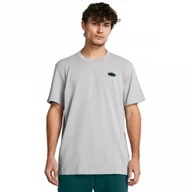 Koszulki sportowe męskie - Męski t-shirt z nadrukiem Under Armour UA Hw Lc Patch SS - szary - UNDER ARMOUR - miniaturka - grafika 1