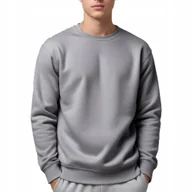 Bluzy męskie - BLUZA MĘSKA Szara BEZ KAPTURA Dresowa Wygodna Idealna Na Co Dzień - L - miniaturka - grafika 1