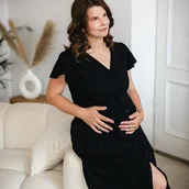 Piżamy ciążowe - EWA 974444 LINDA Koszula ciążowa rozpinana czarna XXL - miniaturka - grafika 1