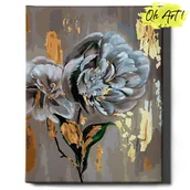 Malowanie po numerach - Malowanie Po Numerach ze złotą błyszczącą farbą 40x50 cm / Piękne kwiaty / obraz na ramie / Oh Art! - miniaturka - grafika 1