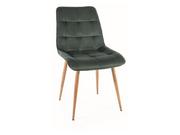 Krzesła - Krzesło tapicerowane do jadalni CHIC D VELVET zielone/dąb SIGNAL - miniaturka - grafika 1