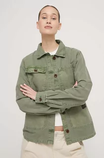 Kurtki damskie - Superdry kurtka jeansowa damska kolor zielony przejściowa - grafika 1