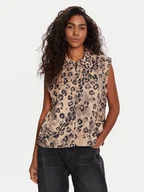 Kamizelki damskie - adidas Kamizelka Animal Print 3-Stripes JV6957 Beżowy Loose Fit - miniaturka - grafika 1