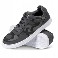 Buty sportowe męskie - Buty Sportowe Trampki Damskie Męskie Biała Podeszwa Moro Szare Sneakersy - miniaturka - grafika 1