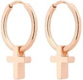 Biżuteria religijna - Kolczyki koła z różowego złota z krzyżykami - miniaturka - grafika 1