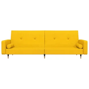 2-osobowa kanapa, 2 poduszki, żółta, aksamitna Lumarko! - Sofy i kanapy - miniaturka - grafika 5