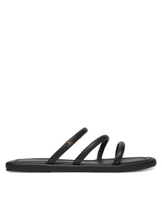 Tommy Hilfiger Klapki Strappy Leather Mule FW0FW08939 Czarny - Klapki i japonki damskie - miniaturka - grafika 1