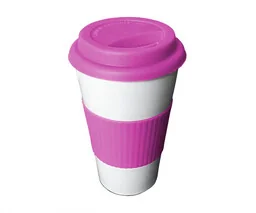 Kubek termiczny stalowy TUMBLER Coffee 460 ml TERMIO (biały/różowy) - Kubki termiczne - miniaturka - grafika 1