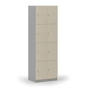 Szafki biurowe - Drewniana szafka skrytkowa, 8 schowków, zamek cylindryczny, szary/brzoza - miniaturka - grafika 1