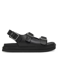 Sandały damskie - Sandały Calvin Klein Jeans Flat Molded Sandal Buckle YW0YW01785 Czarny - miniaturka - grafika 1