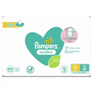 PAMPERS Chusteczki Sensitive 12x52szt 8001841041483 - Chusteczki nawilżane - miniaturka - grafika 1