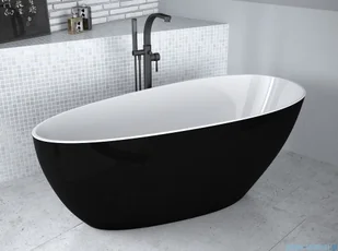 Besco Goya 170x72cm wanna wolnostojąca biało-czarna MATOWA + syfon klik-klak chrom #WMMC-170G | - Wanny z hydromasażem - miniaturka - grafika 6