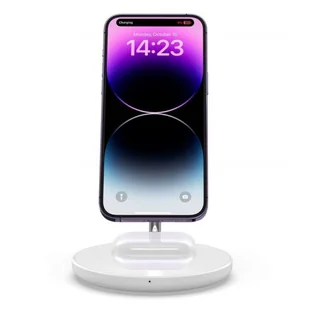 4KOM.PL Ładowarka bezprzewodowa 2w1 QI 15W 2in1 Magnetic MagSafe Wireless Charger do Apple iPhone AirPods Biała - Stacje dokujące do telefonów - miniaturka - grafika 6