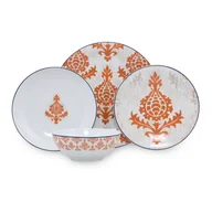 Serwisy obiadowe - 24-częściowy zestaw biało-pomarańczowych porcelanowych naczyń Kütahya Porselen Ornaments - miniaturka - grafika 1