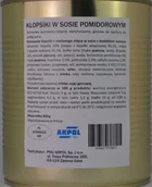 Koncentraty warzywne, przeciery - Klopsiki w sosie pomidorowym 850g wojskowe - miniaturka - grafika 1