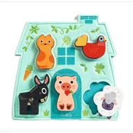 Układanki dla dzieci - Filcowy domek z drewnianymi puzzlami MOUKI DJ01072 - miniaturka - grafika 1
