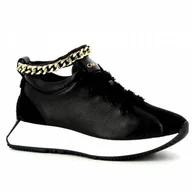 Trampki damskie - Czarne trampki damskie z łańcuchem CARINII - Carinii - miniaturka - grafika 1