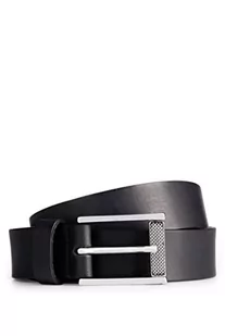 BOSS Męski pasek skórzany Luke Sz30 z zapięciem z logo, czarny (Black1), 90 - Paski - miniaturka - grafika 1