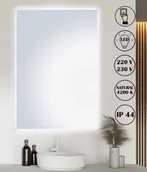 Lustra - Lustro łazienkowe Luna prostokątne z oświetleniem LED  60x80 cm BD art pionowe i poziome  IP 44 - miniaturka - grafika 1