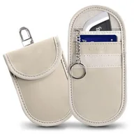 Akcesoria motoryzacyjne - Etui z ochroną RFID na kluczyki TECH-PROTECT KLR100 Keyless RFID Signal Blocker Case Beżowy - miniaturka - grafika 1