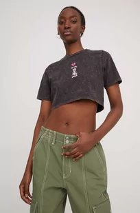 Vans t-shirt bawełniany damski kolor czarny - Koszulki sportowe damskie - miniaturka - grafika 1