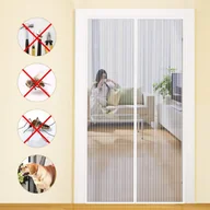 Moskitiery - Moskitiera 90x210 cm, ultra drobna siatka magnetyczna z paskami samoprzylepnymi, biała - miniaturka - grafika 1