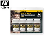 Kolejki i akcesoria - Vallejo Zestaw 4 pigmenty - 35 ml. Mud & Sand Vallejo 73191 - miniaturka - grafika 1