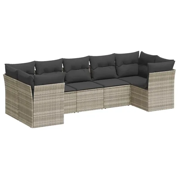 Zestaw mebli ogrodowych modułowych jasnoszary rattan PE 289 x 124 x 69 cm